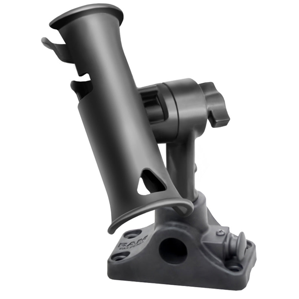 fishing rod holder bases RAM Mount RAM Tube Jr Fishing Rod Holder Standard 4 Length Post Spline Combo BulkheadFlat Surface Base wPlunger RAP390SBMPU