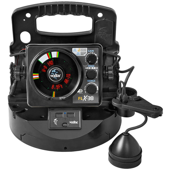 Vexilar PPEL38BB FLX-38 BB Pro Pack Elite w/Broad Band Ice Ducer & Lithium, Battery