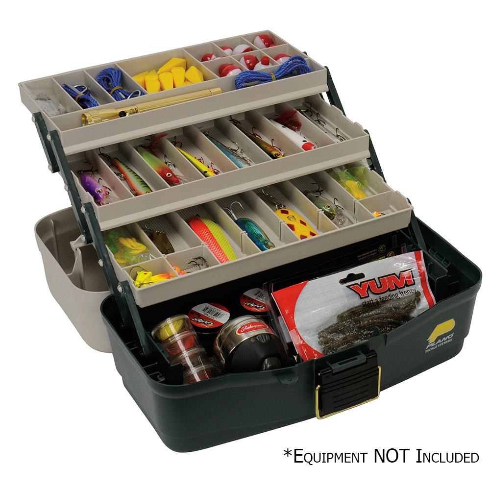 3 tray tackle box Plano 3-Tray Green/White Planos classic tray tackle box is a staple for every angler Plano Three-Tray Tackle Box -
