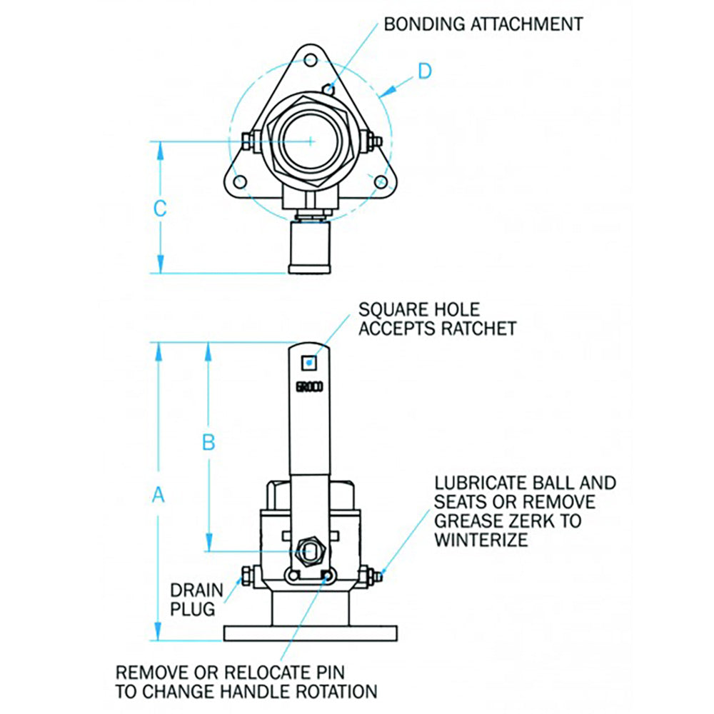 GROCO 2" Bronze Tri-Flanged Ball Valve/Seacock [FBV-2000]