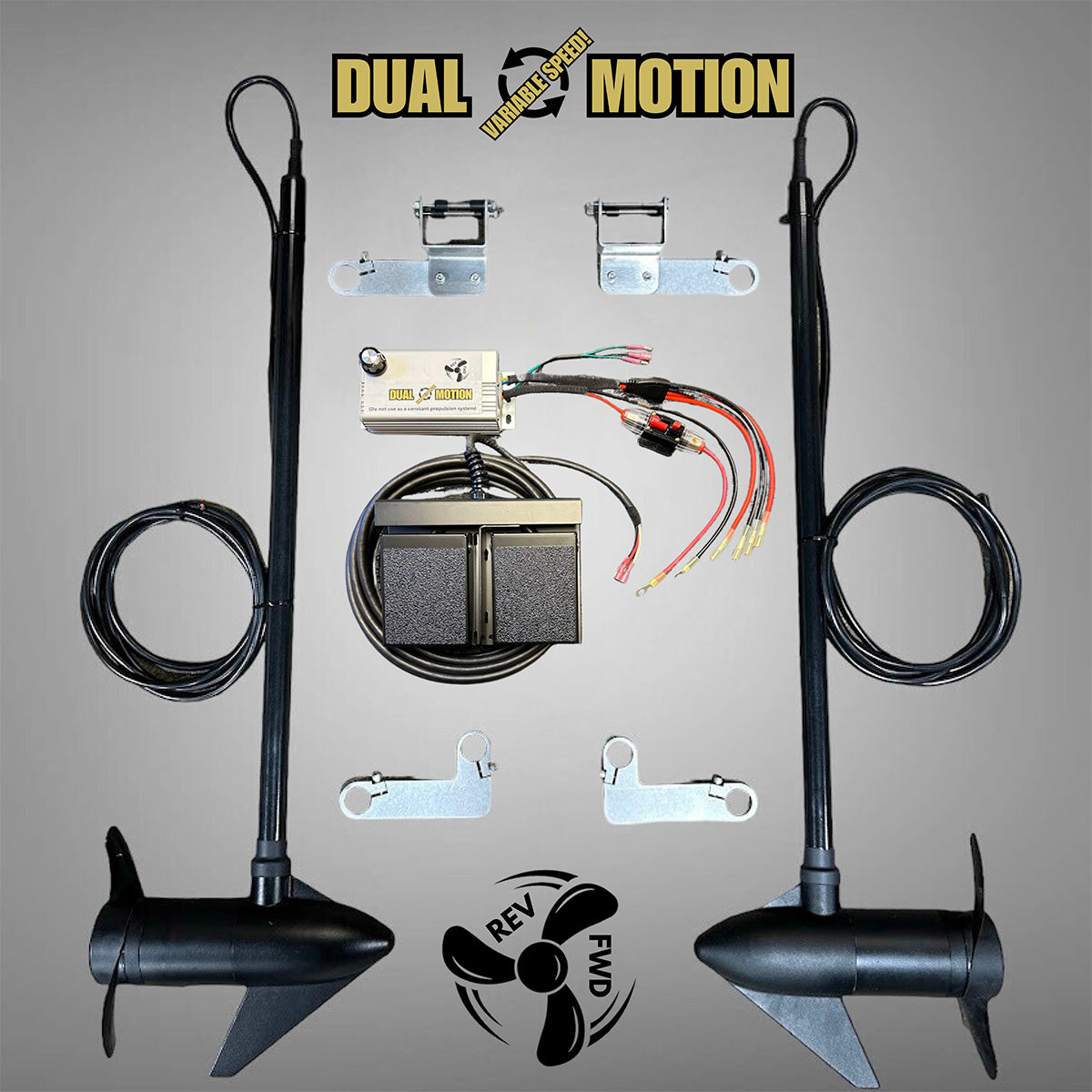 Components of bass and crappie brakes called Performance Brakes; the Dual Motion Complete Kit.