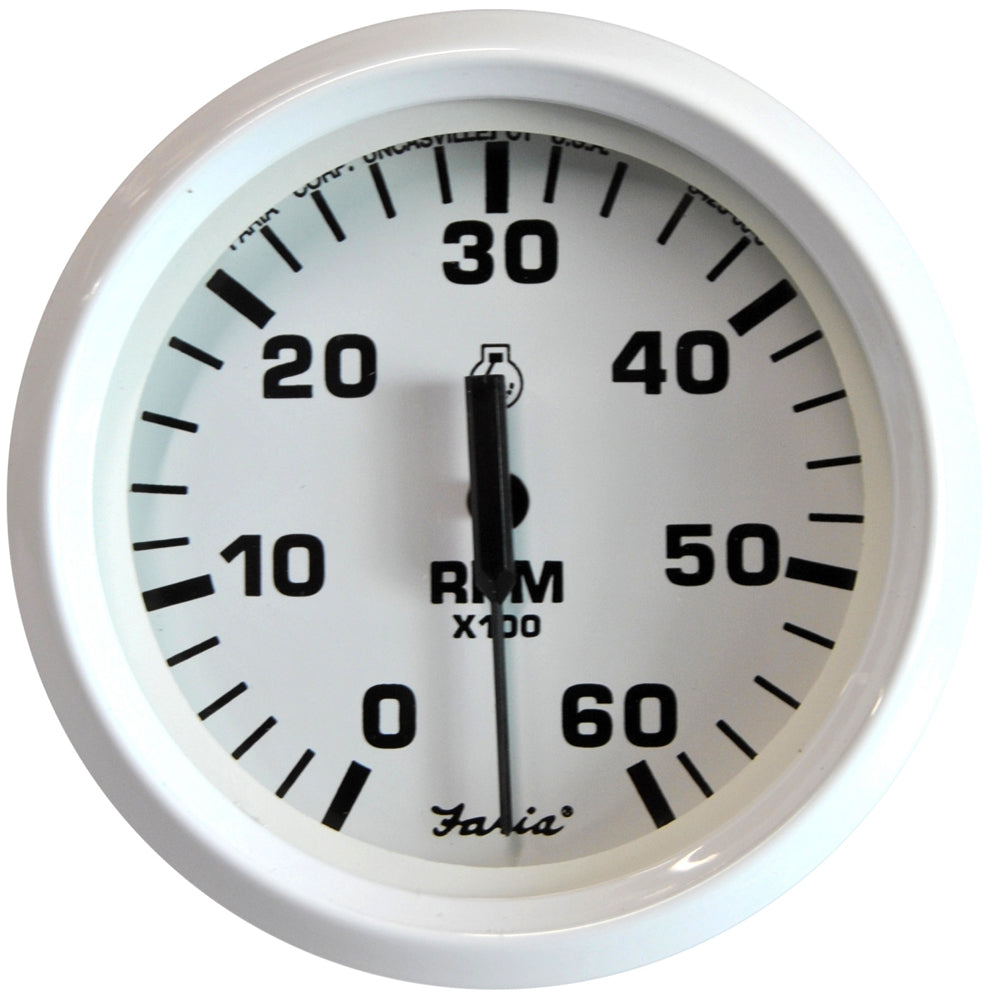 Faria Dress White 4" Tachometer - 6000 RPM (Gas) (Inboard  I/O) [33103]