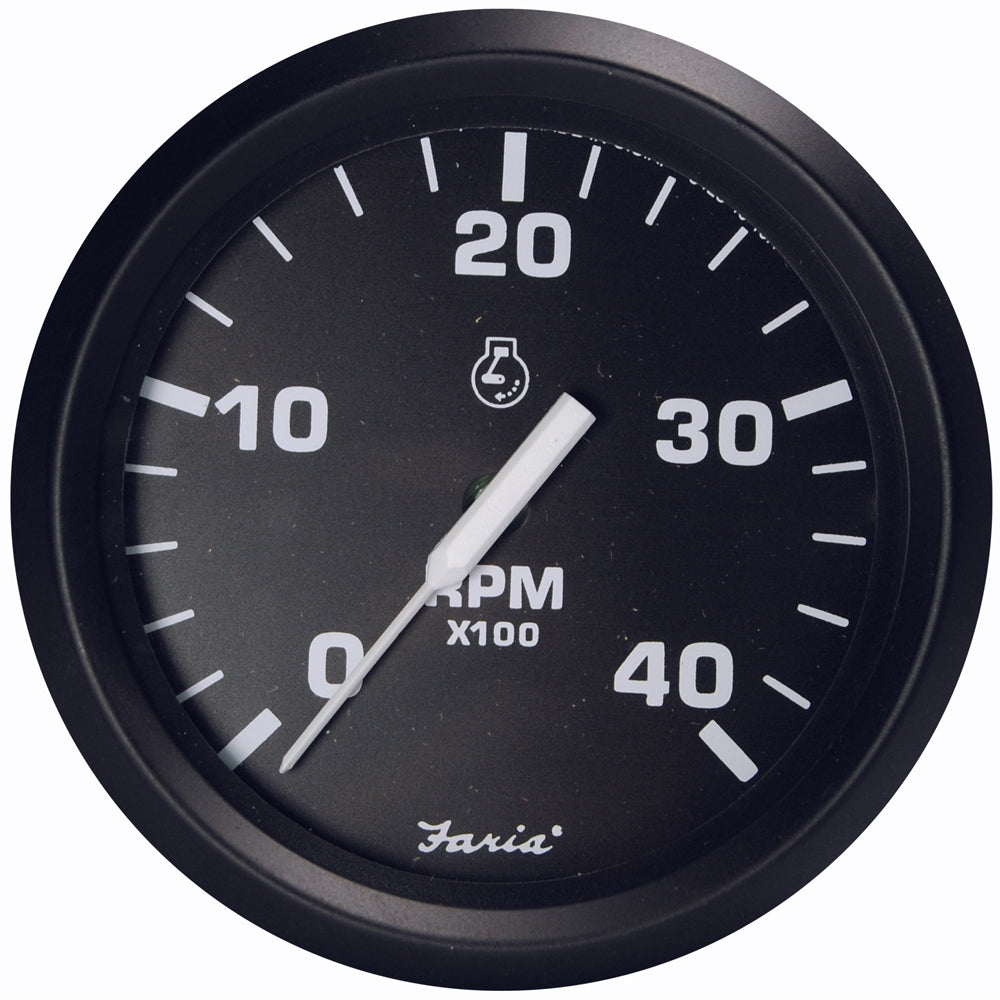 Faria Euro Black 4" Tachometer - 4000 RPM (Diesel - Magnetic Pick-Up) [32803]