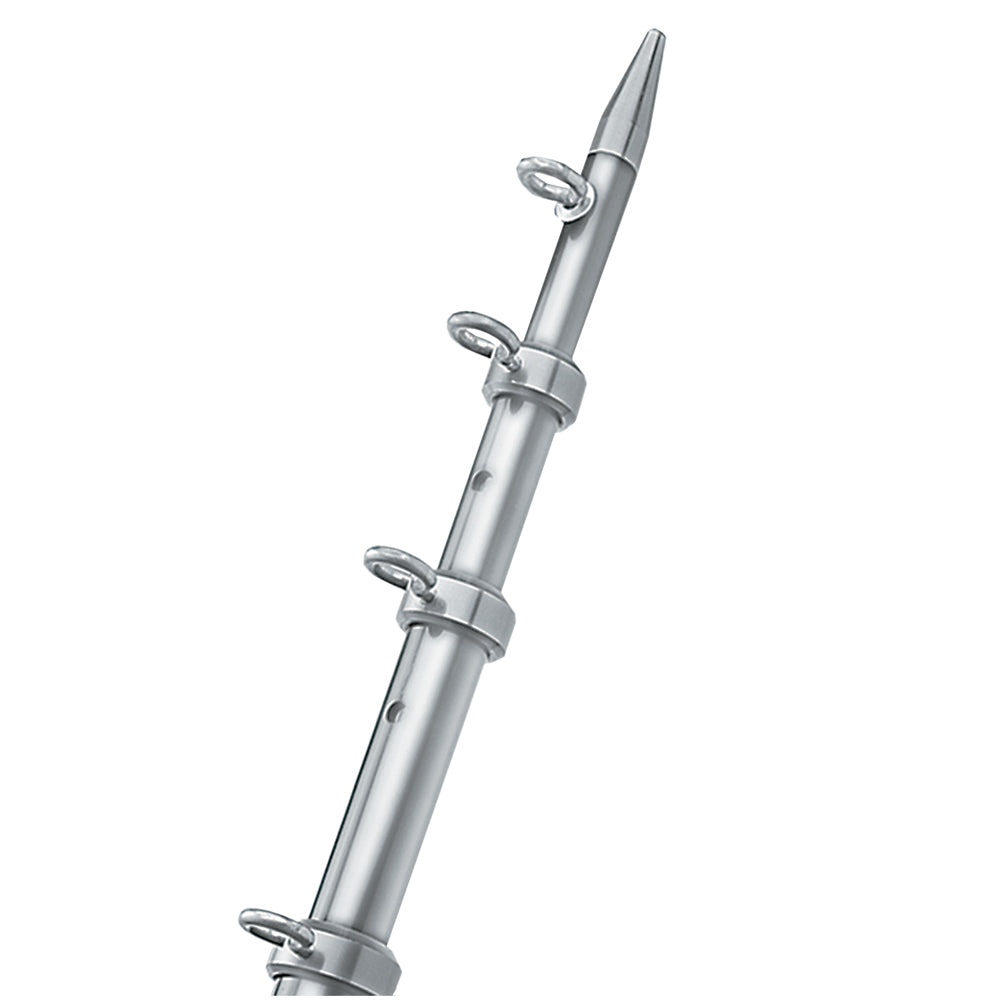 TACO 8' Center Rigger Pole - Silver w/Silver Rings & Tip - 1-1/8" Butt End Diameter [OC-0422VEL8]