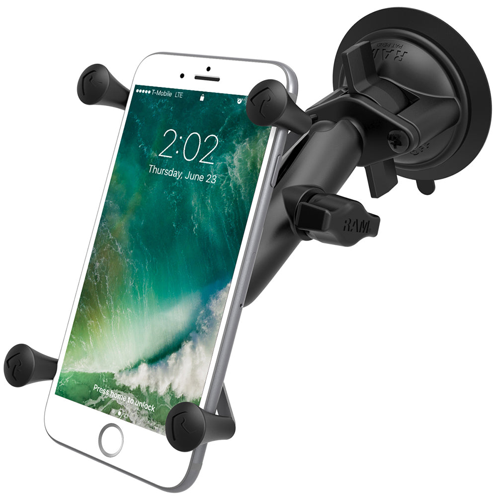 RAM Mount Twist-Lock Suction Cup Mount w/Universal X-Grip Large Phone/Phablet Cradle [RAM-B-166-UN10U]