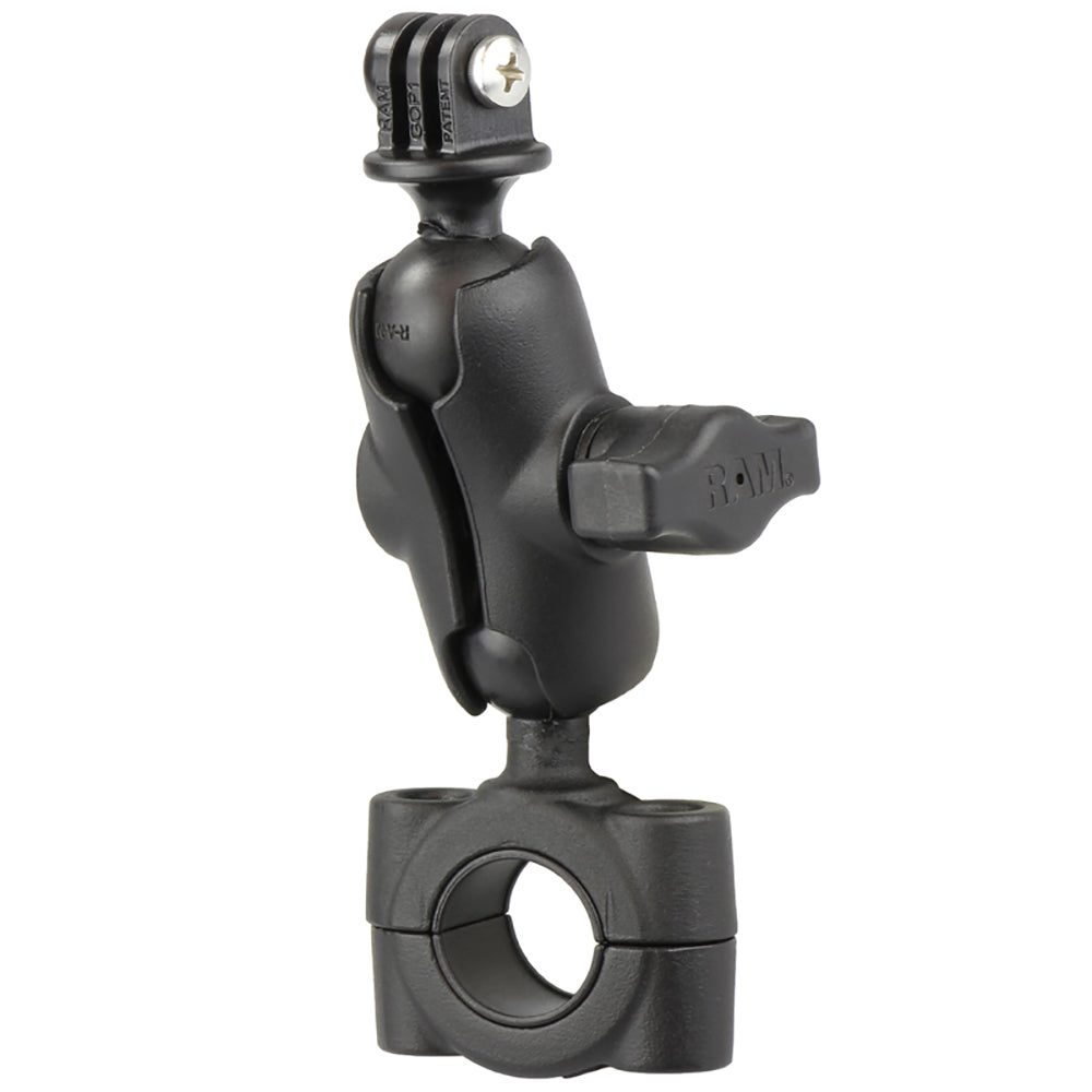 RAM Mount RAM Torque 3/4" - 1" Diameter Handlebar/Rail Base with 1" Ball, SHORT Arm and GoPro/Action Camera Mount [RAM-B-408-75-1-A-GOP1U]